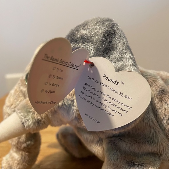 Ty Beanie Babies Pounds Elephant Multicoloured Gray 2002 – New Tag On VINTAGE - Picture 4 of 8
